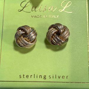 Luisa Italy 14KT Over Sterling Silver 1/2" Love Knot Earrings. (418)